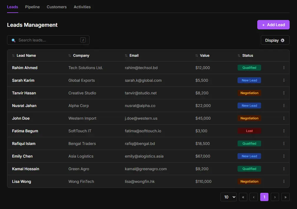 Grow faster by keeping every lead and customer in one place
